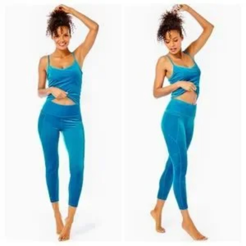 Lilly Pulitzer Weekender Luxletic High Rise Velour Leggings & Cassis Bra Tank XL